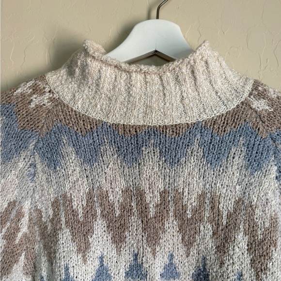 American Eagle Fair Isle Fisherman Cream Oatmeal Women’s Sweater Large - Picture 6 of 12
